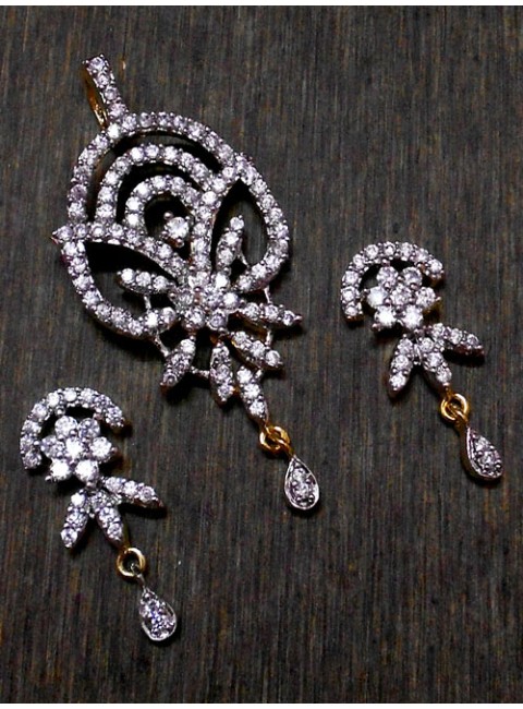 CZ Pendant With Earrings